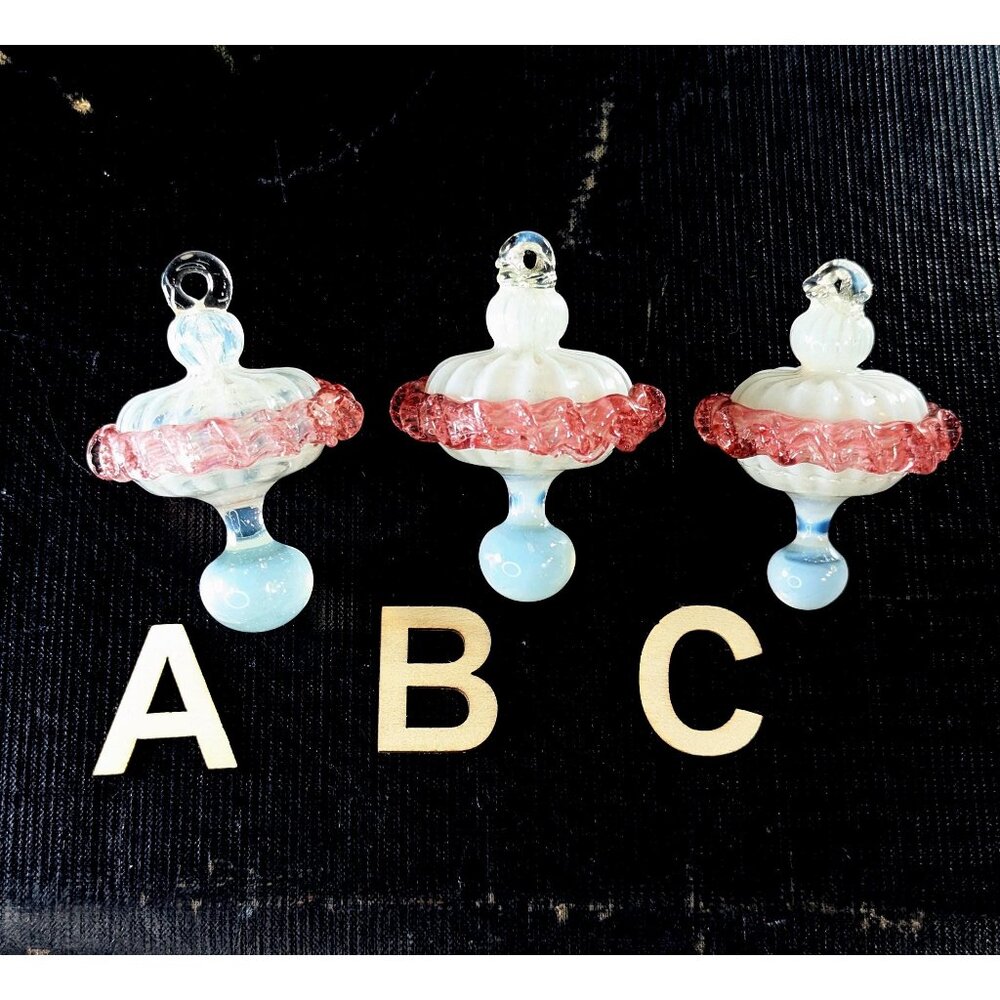 CHOOSE Vintage Murano Glass pink and white chandelier ornament